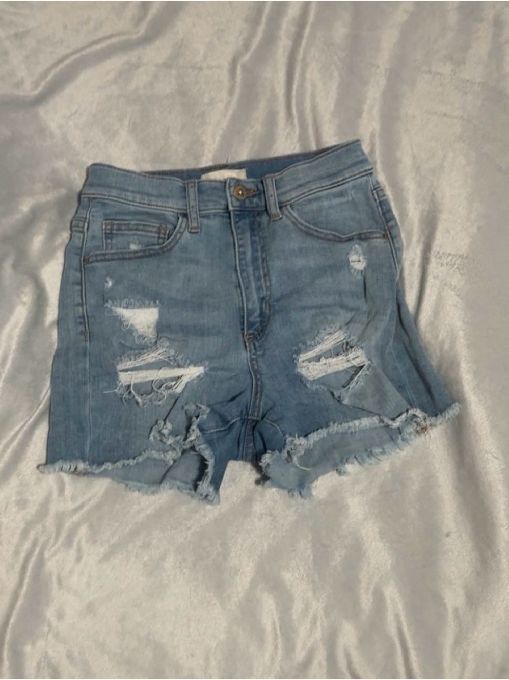 Altar'd State Light Blue Distressed Denim Cutoff Shorts